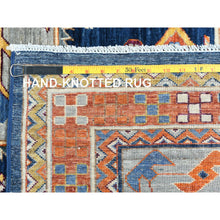 Load image into Gallery viewer, 8&#39;4&quot;x9&#39;7&quot; Navy Blue, Natural Dyes Densely Woven, Natural Wool Hand Knotted, Armenian Inspired Caucasian Design With Bird Figurines 200 Kpsi, Oriental Rug FWR492180