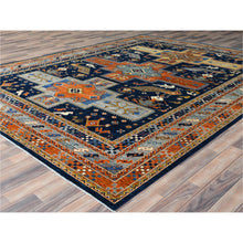 Load image into Gallery viewer, 9&#39;1&quot;x11&#39;7&quot; Navy Blue, Armenian Inspired Caucasian Design With Birds Figurines 200 Kpsi, Vegetable Dyes Dense Weave, Pure Wool Hand Knotted, Oriental Rug FWR492186