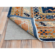 Load image into Gallery viewer, 9&#39;1&quot;x11&#39;7&quot; Navy Blue, Armenian Inspired Caucasian Design With Birds Figurines 200 Kpsi, Vegetable Dyes Dense Weave, Pure Wool Hand Knotted, Oriental Rug FWR492186