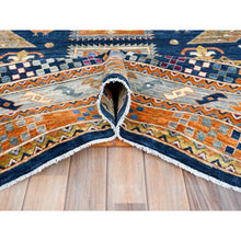 Load image into Gallery viewer, 9&#39;1&quot;x11&#39;7&quot; Navy Blue, Armenian Inspired Caucasian Design With Birds Figurines 200 Kpsi, Vegetable Dyes Dense Weave, Pure Wool Hand Knotted, Oriental Rug FWR492186