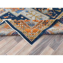Load image into Gallery viewer, 9&#39;1&quot;x11&#39;7&quot; Navy Blue, Armenian Inspired Caucasian Design With Birds Figurines 200 Kpsi, Vegetable Dyes Dense Weave, Pure Wool Hand Knotted, Oriental Rug FWR492186