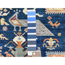 Load image into Gallery viewer, 9&#39;1&quot;x11&#39;7&quot; Navy Blue, Armenian Inspired Caucasian Design With Birds Figurines 200 Kpsi, Vegetable Dyes Dense Weave, Pure Wool Hand Knotted, Oriental Rug FWR492186
