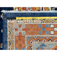 Load image into Gallery viewer, 9&#39;1&quot;x11&#39;7&quot; Navy Blue, Armenian Inspired Caucasian Design With Birds Figurines 200 Kpsi, Vegetable Dyes Dense Weave, Pure Wool Hand Knotted, Oriental Rug FWR492186