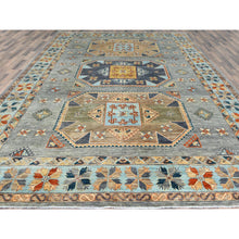 Load image into Gallery viewer, 10&#39;x13&#39;7&quot; Gray, Hand Knotted Armenian Inspired Caucasian Design, 200 Kpsi Natural Dyes, Densely Woven Soft Wool, Oriental Rug FWR492192