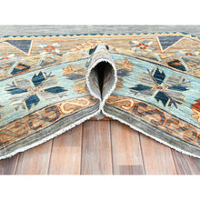 Load image into Gallery viewer, 10&#39;x13&#39;7&quot; Gray, Hand Knotted Armenian Inspired Caucasian Design, 200 Kpsi Natural Dyes, Densely Woven Soft Wool, Oriental Rug FWR492192