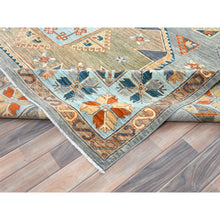 Load image into Gallery viewer, 10&#39;x13&#39;7&quot; Gray, Hand Knotted Armenian Inspired Caucasian Design, 200 Kpsi Natural Dyes, Densely Woven Soft Wool, Oriental Rug FWR492192