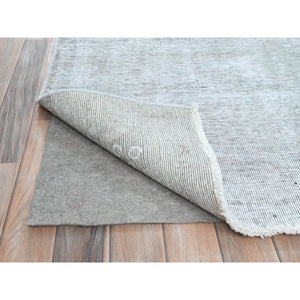 9'7"x12'4" Blueish Gray, Distressed Feel Worn Wool, Hand Knotted Vintage Persian Tabriz, Shaved Down, Oriental Rug FWR492570