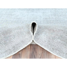 Load image into Gallery viewer, 9&#39;7&quot;x12&#39;4&quot; Blueish Gray, Distressed Feel Worn Wool, Hand Knotted Vintage Persian Tabriz, Shaved Down, Oriental Rug FWR492570