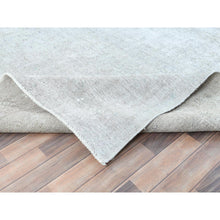 Load image into Gallery viewer, 9&#39;7&quot;x12&#39;4&quot; Blueish Gray, Distressed Feel Worn Wool, Hand Knotted Vintage Persian Tabriz, Shaved Down, Oriental Rug FWR492570