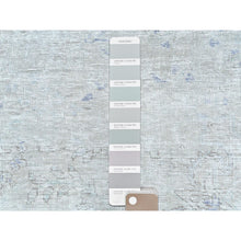 Load image into Gallery viewer, 9&#39;7&quot;x12&#39;4&quot; Blueish Gray, Distressed Feel Worn Wool, Hand Knotted Vintage Persian Tabriz, Shaved Down, Oriental Rug FWR492570