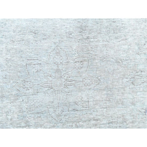 9'7"x12'4" Blueish Gray, Distressed Feel Worn Wool, Hand Knotted Vintage Persian Tabriz, Shaved Down, Oriental Rug FWR492570