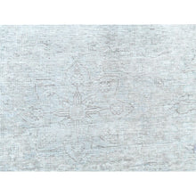 Load image into Gallery viewer, 9&#39;7&quot;x12&#39;4&quot; Blueish Gray, Distressed Feel Worn Wool, Hand Knotted Vintage Persian Tabriz, Shaved Down, Oriental Rug FWR492570