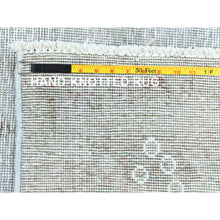Load image into Gallery viewer, 9&#39;7&quot;x12&#39;4&quot; Blueish Gray, Distressed Feel Worn Wool, Hand Knotted Vintage Persian Tabriz, Shaved Down, Oriental Rug FWR492570