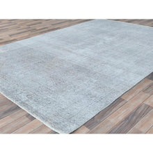 Load image into Gallery viewer, 7&#39;x10&#39;2&quot; Light Gray, Hand Knotted Vintage Persian Tabriz, Shaved Down Rustic Look, Worn Wool, Oriental Rug FWR492630