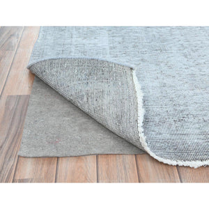 7'x10'2" Light Gray, Hand Knotted Vintage Persian Tabriz, Shaved Down Rustic Look, Worn Wool, Oriental Rug FWR492630