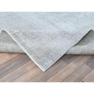 7'x10'2" Light Gray, Hand Knotted Vintage Persian Tabriz, Shaved Down Rustic Look, Worn Wool, Oriental Rug FWR492630