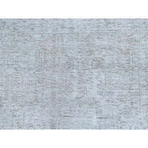 7'x10'2" Light Gray, Hand Knotted Vintage Persian Tabriz, Shaved Down Rustic Look, Worn Wool, Oriental Rug FWR492630
