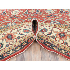 9'x12' Soft Red, Dense Weave Pure Wool Hand Knotted, Afghan Peshawar With Bijar Garus Design Vegetable Dyes, Oriental Rug FWR492906