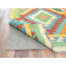 Load image into Gallery viewer, 2&#39;10&quot;x4&#39;8&quot; Colorful, Natural Dyes Flat Weave, Organic Wool Hand Woven, Afghan Kilim with Geometric Design Reversible, Oriental Rug FWR493224