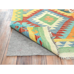 2'10"x4'8" Colorful, Natural Dyes Flat Weave, Organic Wool Hand Woven, Afghan Kilim with Geometric Design Reversible, Oriental Rug FWR493224