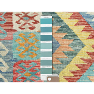 2'10"x4'8" Colorful, Natural Dyes Flat Weave, Organic Wool Hand Woven, Afghan Kilim with Geometric Design Reversible, Oriental Rug FWR493224