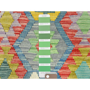 10'1"x13'1" Colorful, Hand Woven Afghan Kilim With Geometric Design, Vegetable Dyes Flat Weave, Soft Wool Reversible, Oriental Rug FWR493482