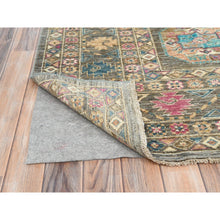Load image into Gallery viewer, 8&#39;9&quot;x11&#39;7&quot; Sage Green, Hand Knotted Afghan Super Kazak With Geometric Medallions, Vegetable Dyes Dense Weave, Pure Wool, Oriental Rug FWR493626