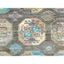 Load image into Gallery viewer, 8&#39;9&quot;x11&#39;7&quot; Sage Green, Hand Knotted Afghan Super Kazak With Geometric Medallions, Vegetable Dyes Dense Weave, Pure Wool, Oriental Rug FWR493626