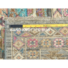 Load image into Gallery viewer, 8&#39;9&quot;x11&#39;7&quot; Sage Green, Hand Knotted Afghan Super Kazak With Geometric Medallions, Vegetable Dyes Dense Weave, Pure Wool, Oriental Rug FWR493626