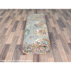 8'8"x11'9" Light Blue, Vegetable Dyes Dense Weave, Extra Soft Wool Hand Knotted, Afghan Super Kazak With Geometric Medallions, Oriental Rug FWR493638