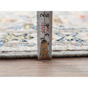 6'1"x9'1" Light Gray, Hand Knotted Afghan Super Kazak with All Over Floral Pattern, Vegetable Dyes Dense Weave, Organic Wool, Oriental Rug FWR493674