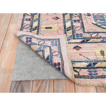 Load image into Gallery viewer, 8&#39;10&quot;x12&#39; Blush Pink, Dense Weave Organic Wool, Hand Knotted Afghan Super Kazak With Tribal Geometric Medallions, Vegetable Dyes, Oriental Rug FWR493734