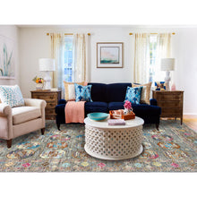 Load image into Gallery viewer, 7&#39;10&quot;x10&#39;1&quot; Stone Gray, Dense Weave Soft Wool, Hand Knotted Afghan Super Kazak With Colorful Elephant Feet Ersari Design, Vegetable Dyes, Oriental Rug FWR493782