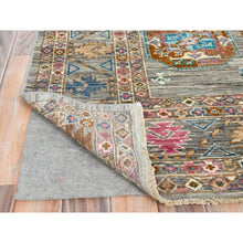 Load image into Gallery viewer, 7&#39;10&quot;x10&#39;1&quot; Stone Gray, Dense Weave Soft Wool, Hand Knotted Afghan Super Kazak With Colorful Elephant Feet Ersari Design, Vegetable Dyes, Oriental Rug FWR493782