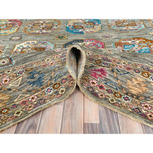 Load image into Gallery viewer, 7&#39;10&quot;x10&#39;1&quot; Stone Gray, Dense Weave Soft Wool, Hand Knotted Afghan Super Kazak With Colorful Elephant Feet Ersari Design, Vegetable Dyes, Oriental Rug FWR493782