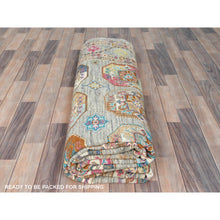 Load image into Gallery viewer, 7&#39;10&quot;x10&#39;1&quot; Stone Gray, Dense Weave Soft Wool, Hand Knotted Afghan Super Kazak With Colorful Elephant Feet Ersari Design, Vegetable Dyes, Oriental Rug FWR493782
