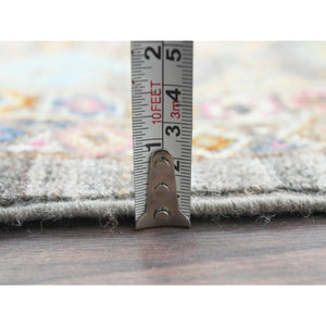 7'10"x10'1" Stone Gray, Dense Weave Soft Wool, Hand Knotted Afghan Super Kazak With Colorful Elephant Feet Ersari Design, Vegetable Dyes, Oriental Rug FWR493782
