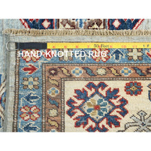 Load image into Gallery viewer, 7&#39;10&quot;x9&#39;10&quot; Silver Blue, Afghan Super Kazak With Geometric Medallions, Vegetable Dyes Dense Weave, Natural Wool Hand Knotted, Oriental Rug FWR493830