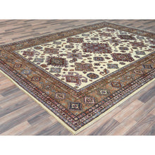Load image into Gallery viewer, 8&#39;2&quot;x10&#39;3&quot; Ivory, Afghan Super Kazak With Geometric Medallions, Natural Dyes Densely Woven, Natural Wool Hand Knotted, Oriental Rug FWR493860