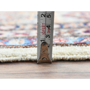 8'2"x10'3" Ivory, Afghan Super Kazak With Geometric Medallions, Natural Dyes Densely Woven, Natural Wool Hand Knotted, Oriental Rug FWR493860