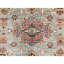 Load image into Gallery viewer, 9&#39;x12&#39;4&quot; Stone Gray, Dense Weave Extra Soft Wool, Hand Knotted Afghan Super Kazak With Geometric Medallions, Vegetable Dyes, Oriental Rug FWR493878