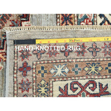Load image into Gallery viewer, 9&#39;x12&#39;4&quot; Stone Gray, Dense Weave Extra Soft Wool, Hand Knotted Afghan Super Kazak With Geometric Medallions, Vegetable Dyes, Oriental Rug FWR493878