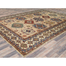 Load image into Gallery viewer, 9&#39;x12&#39; Honey Brown, Densely Woven Pure Wool, Hand Knotted Afghan Super Kazak With Large Elements Design, Natural Dyes, Oriental Rug FWR493956