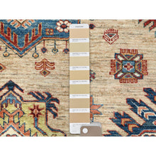 Load image into Gallery viewer, 9&#39;x12&#39; Honey Brown, Densely Woven Pure Wool, Hand Knotted Afghan Super Kazak With Large Elements Design, Natural Dyes, Oriental Rug FWR493956