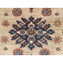 Load image into Gallery viewer, 9&#39;x12&#39; Honey Brown, Densely Woven Pure Wool, Hand Knotted Afghan Super Kazak With Large Elements Design, Natural Dyes, Oriental Rug FWR493956