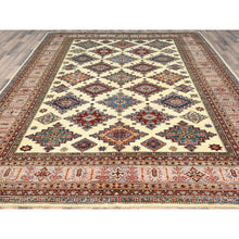 Load image into Gallery viewer, 9&#39;3&quot;x12&#39; Ivory, Afghan Super Kazak With Geometric Medallions, Natural Dyes Densely Woven, Natural Wool Hand Knotted, Oriental Rug FWR494280
