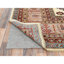 Load image into Gallery viewer, 9&#39;3&quot;x12&#39; Ivory, Afghan Super Kazak With Geometric Medallions, Natural Dyes Densely Woven, Natural Wool Hand Knotted, Oriental Rug FWR494280
