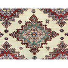 Load image into Gallery viewer, 9&#39;3&quot;x12&#39; Ivory, Afghan Super Kazak With Geometric Medallions, Natural Dyes Densely Woven, Natural Wool Hand Knotted, Oriental Rug FWR494280