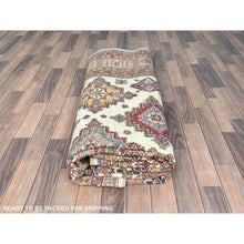 Load image into Gallery viewer, 9&#39;3&quot;x12&#39; Ivory, Afghan Super Kazak With Geometric Medallions, Natural Dyes Densely Woven, Natural Wool Hand Knotted, Oriental Rug FWR494280