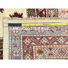 Load image into Gallery viewer, 9&#39;3&quot;x12&#39; Ivory, Afghan Super Kazak With Geometric Medallions, Natural Dyes Densely Woven, Natural Wool Hand Knotted, Oriental Rug FWR494280
